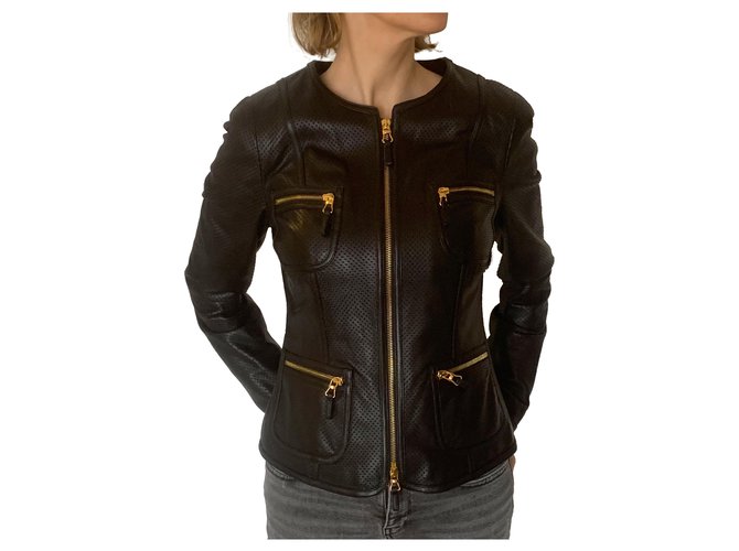 Luisa Spagnoli Jackets Black Leather  ref.278476