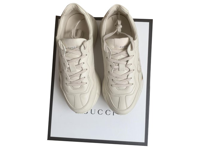 Gucci sneakers Cuir Crème  ref.278487