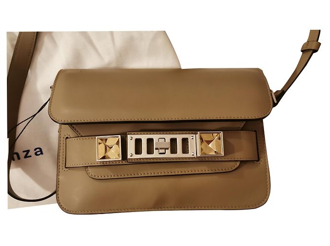 Proenza Schouler PS11 Mini Handtasche Beige Lammleder