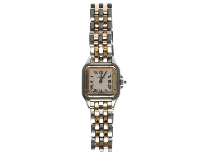 La très Chic Montre bracelet Cartier Panthère en or et acier Or jaune Argenté Doré  ref.278505
