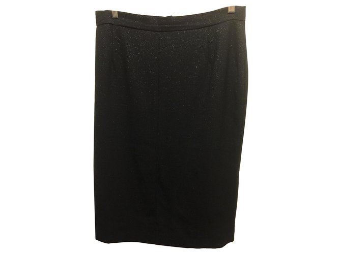 Falda de tubo vintage de Givenchy Negro Metálico Paño  ref.278531