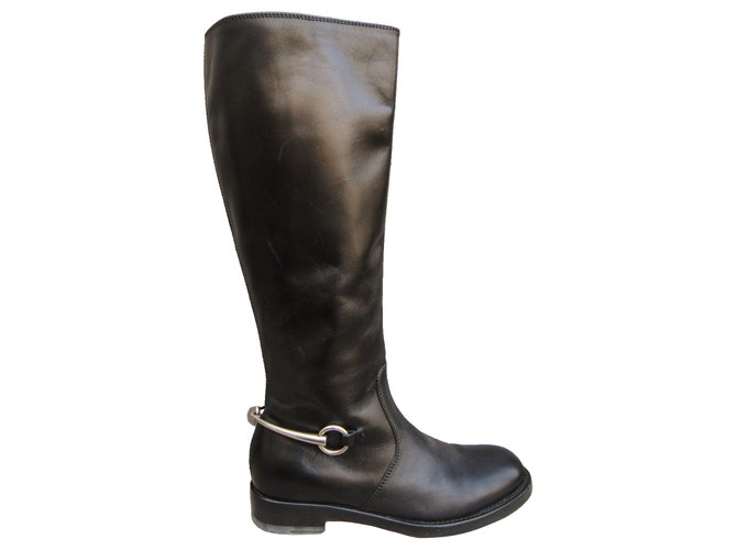 Gucci p riding boots 38,5 Black Leather  ref.278546