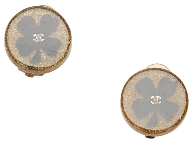 Chanel Brown Camellia Clip-on Earrings Black Bronze Metal Plastic Resin  ref.278565