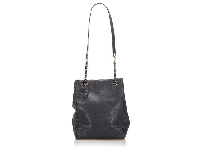 Chanel Black Triple Coco Caviar Shoulder Bag Leather  ref.278618