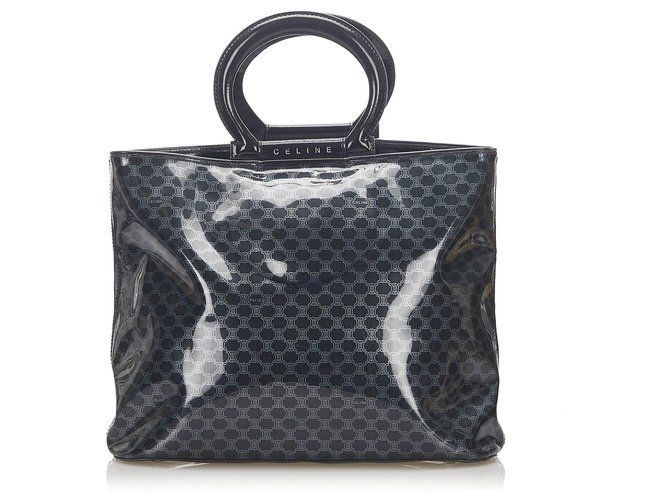 Céline Celine Black Macadam Tote Bag Grey Leather Patent leather Plastic  ref.278649