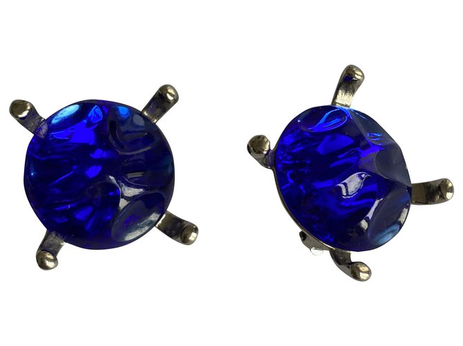 Yves Saint Laurent YSL clip earrings Blue Glass  ref.278723