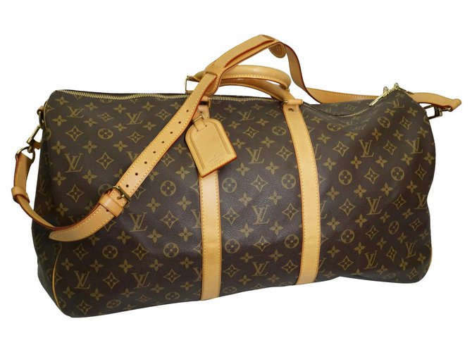 Louis Vuitton Keepall 55 Monogram Canvas Travel Bag 2002 Brown Leather  ref.278775