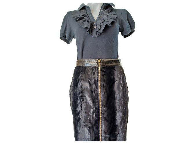 Gonna Roberto Cavalli in pelle e velluto nero