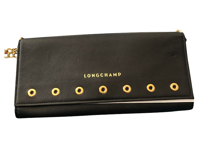 Pochette Longchamp Paris Rock in pelle nera Nero