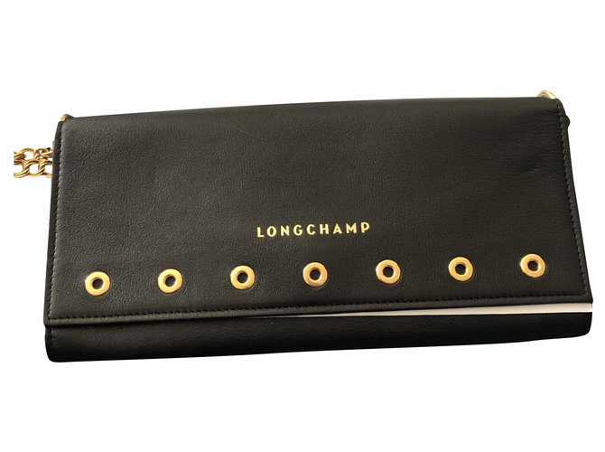 Longchamp Paris rock Cuir d'agneau Noir  ref.278785