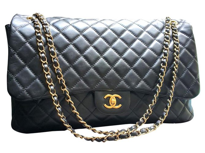 Chanel Timeless Classic XXL flap bag GHW Black Leather  ref.278816