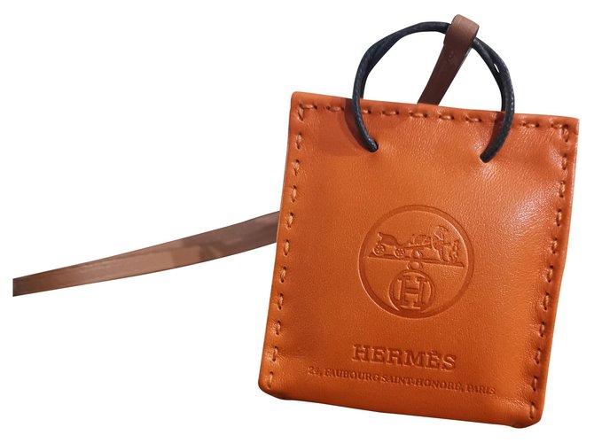 Hermès bag charm Orange Leather  ref.278818