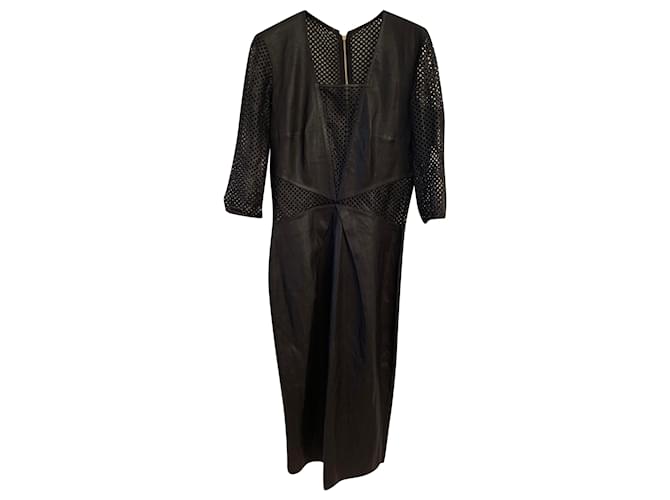 Robe noire ajourée en cuir d’agneau plongée jitrois neuve Cuir d'agneau  ref.278876