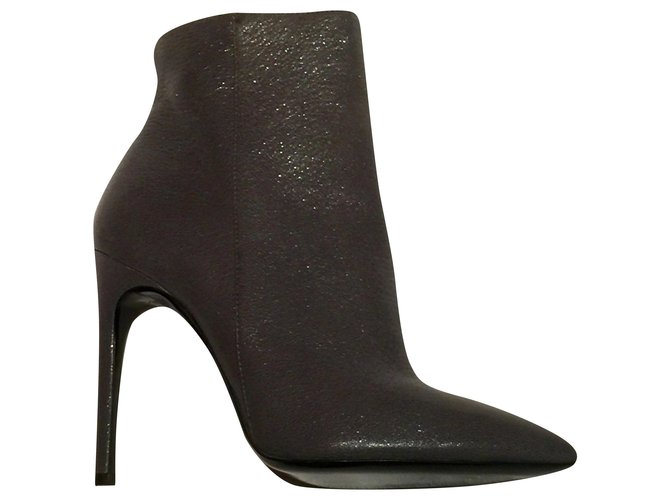 Pollini metallic ankle boots NEW Silvery Grey Leather  ref.278881