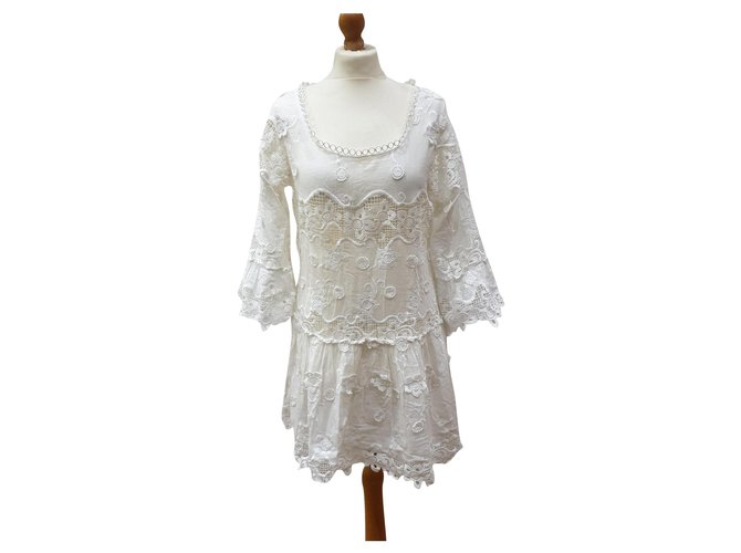 Autre Marque Antica Sartoria Positano white dress Eggshell Cotton  ref.278882