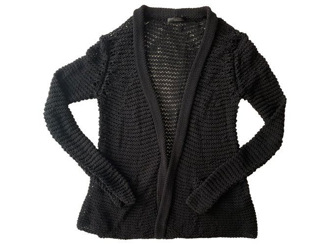 Donna Karan Black knitted cardigan Cotton  ref.278940