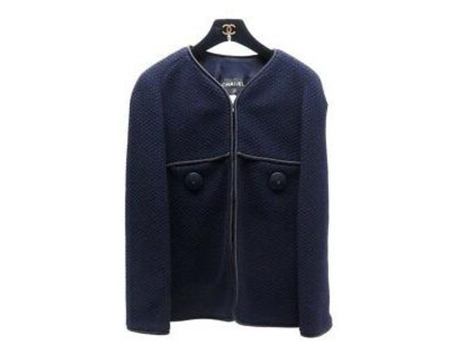 Chanel Jacket Navy blue Tweed  ref.279090