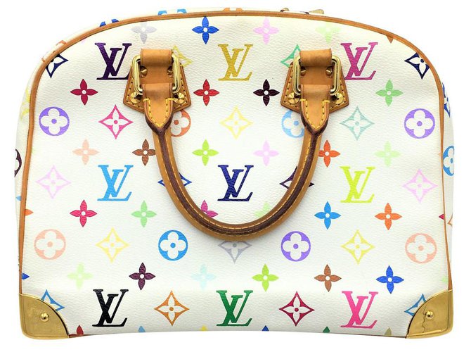 Louis Vuitton Trouville Handbag in White Multicolor Monogram Canvas