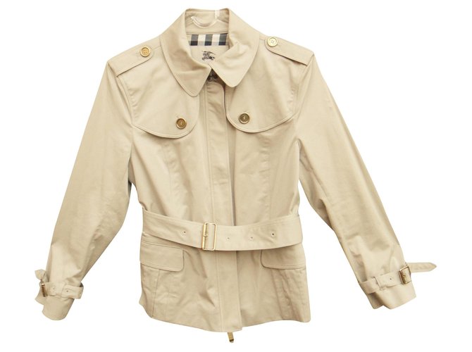 mini Burberry t trench coat 40 Beige Cotton Elastane  ref.279502