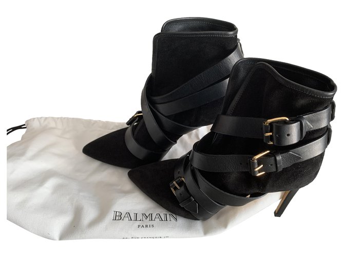 Balmain Ankle Boots Black Velvet  ref.279578