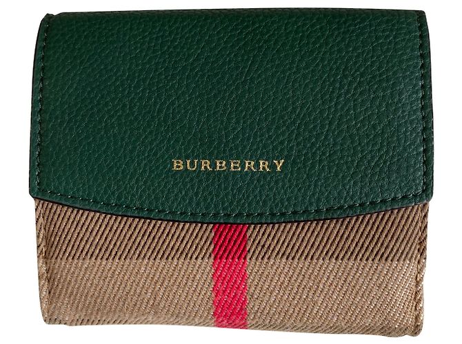 Cartera Burberry Estampado Tradicional y Piel Verde