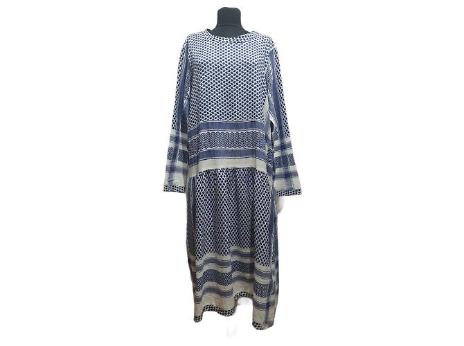 Vestido de algodón azul y blanco Cecilie Copenhagen L