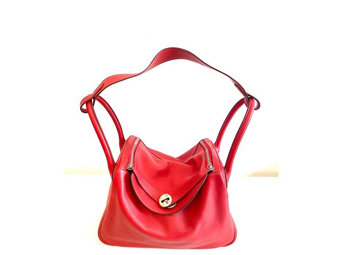 Hermès Lindy 30 Handtasche aus rotem Leder