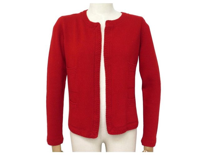Chanel Knitwear Red Cashmere  ref.279963