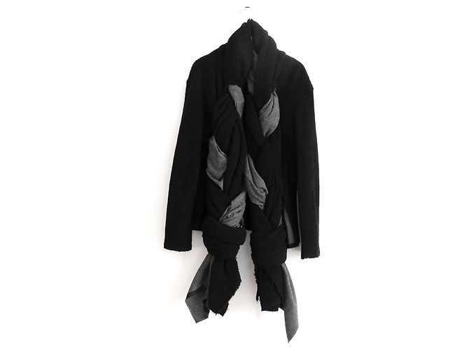 Comme Des Garcons AW14 Rope Front Knit Jacket Black