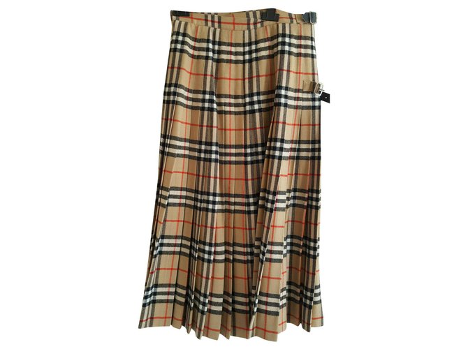 Burberry "VINTAGE" Check Tartan Kilt Skirt Wool  ref.280168