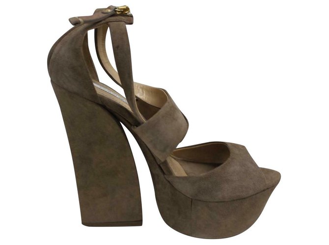 Gianmarco Lorenzi Taupe super high heels typical Lorenzi style Suede  ref.280246