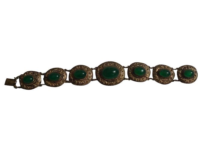 Autre Marque Bracciale in argento e crisoprasio 875 D'oro