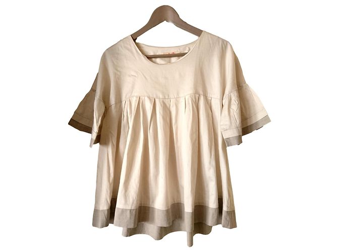 Túnica Bel Air Beige de Algodón con Efecto Satén Talla 1