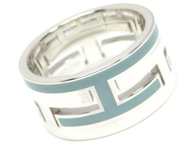 Ring Hermès Anello Hermes Move H in argento Blu Blu chiaro Metallo  ref.280495