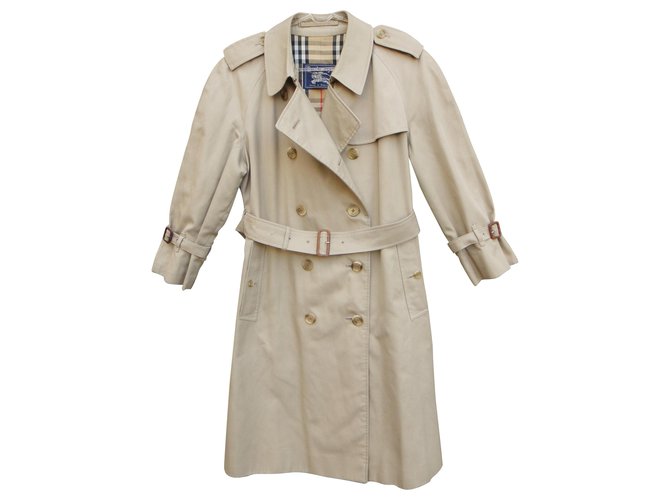 womens Burberry vintage t trench coat 34/36 Beige Cotton Polyester  ref.280633