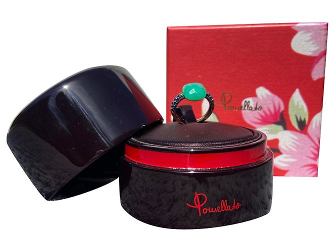 Pomellato Anello Capri Oro Rosa Crisoprasio e Zaffiri Blu Verde chiaro Blu scuro Gold hardware