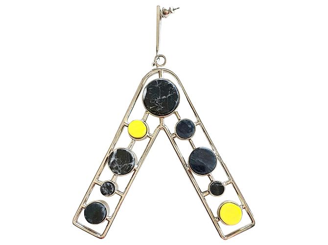 Orecchini Dior Shade de Dior in Palladio con Marmo Nero e Giallo Silver hardware