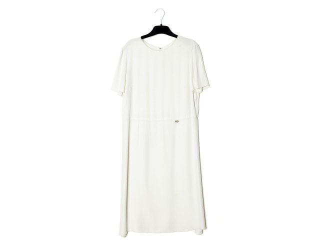 Chanel dress cotton mix white minimal fr40/42 Cream  ref.280990