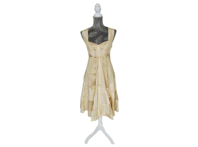 Diane Von Furstenberg Kylie silk blend golden neckholder dress Yellow Cotton  ref.281003