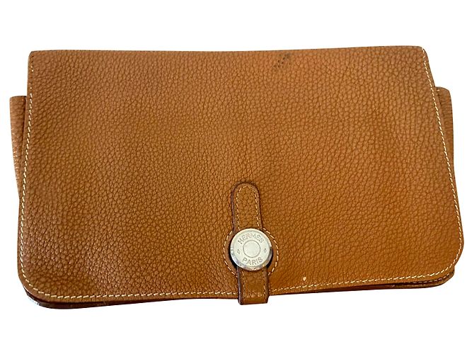Hermès Dogon Geldbörse Leder Hellbraun