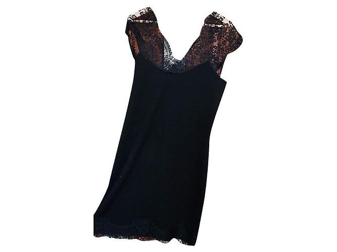 Georges Rech Kleid aus Wolle und Spitze Schwarz