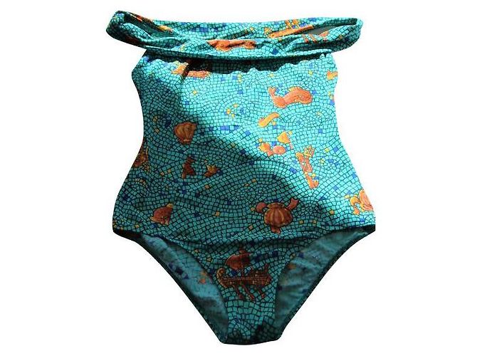 Hermès Badeanzug Mosaik Kollektion Metallic Lyocell Mehrfarben Metallisch