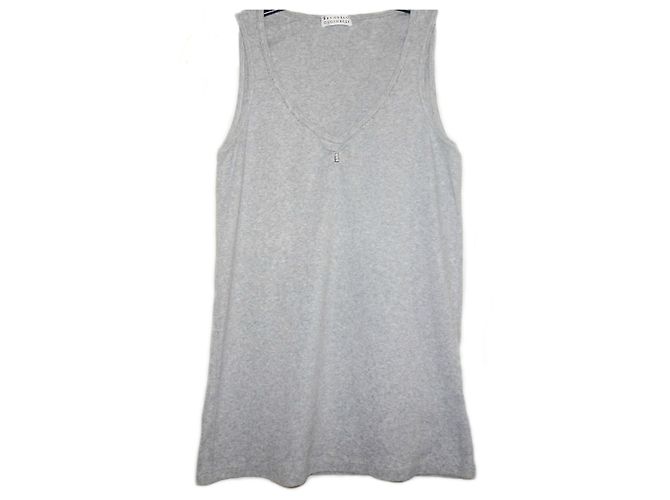 BRUNELLO CUCINELLI SILBER EMBELLISHED SCOOP-NECK TANK-TOP Grau