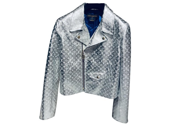 Louis vuitton Monogram leather jacket Silvery Metallic ref.281185 - Joli  Closet