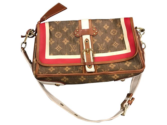 Bolso Louis Vuitton de Cuero Blanco Rojo Marrón Oscuro Roja