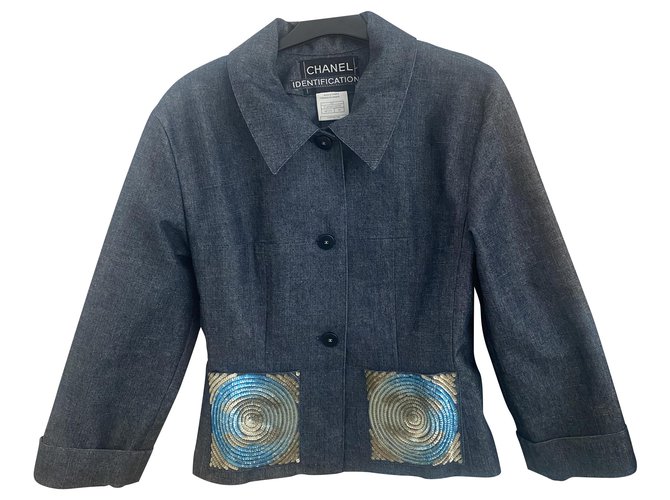 Chanel Jackets Blue Cotton Polyester  ref.281199