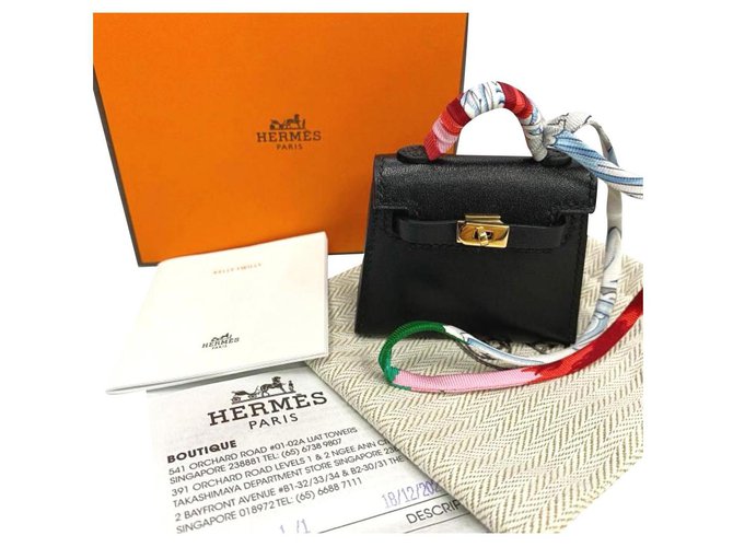 Hermès Charm de sac Hermes Kelly Cuir Noir  ref.281238