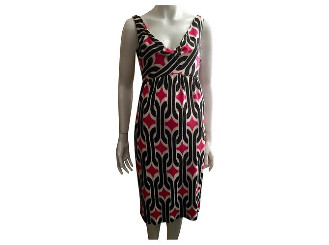 Diane Von Furstenberg Vestido de seda DvF Fran con estampado de Tarot Negro Rosa Blanco