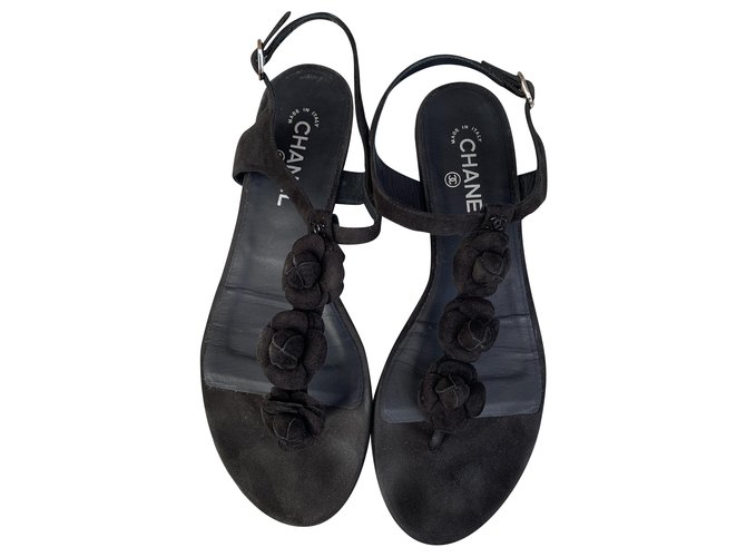 Chanel Des sandales Velours Noir  ref.281263