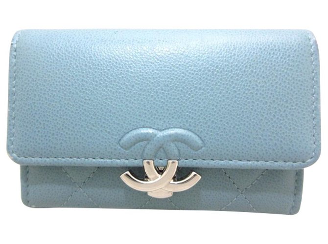 Billetera de Chanel Azul Cuero  ref.282132
